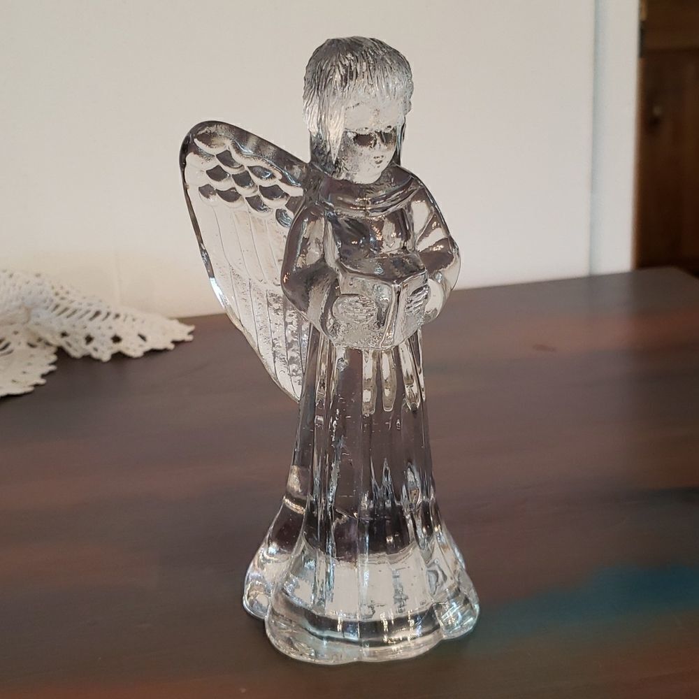 Vintage Heavy Lead Crystal Angel Figurine